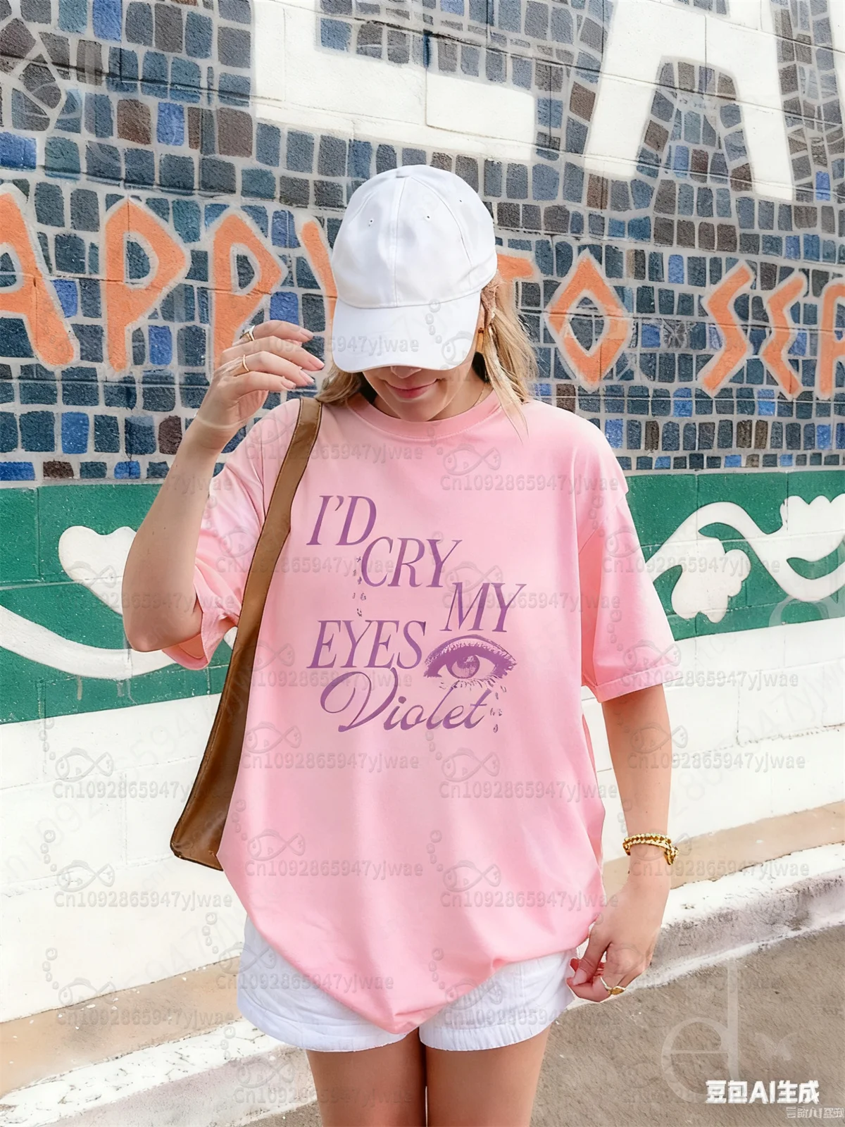 TS12 إليزابيث تايلور سأبكي عيني البنفسجي المطبوعة القطن تي شيرت الصيف المرأة مريحة للتنفس البوب مروحة هدية