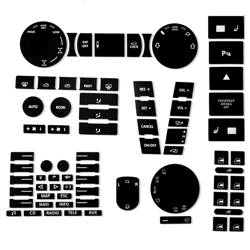 8PCS Set Car Matte Black Worn Button Repair Kit Stickers Decals For Touareg 2005-2010