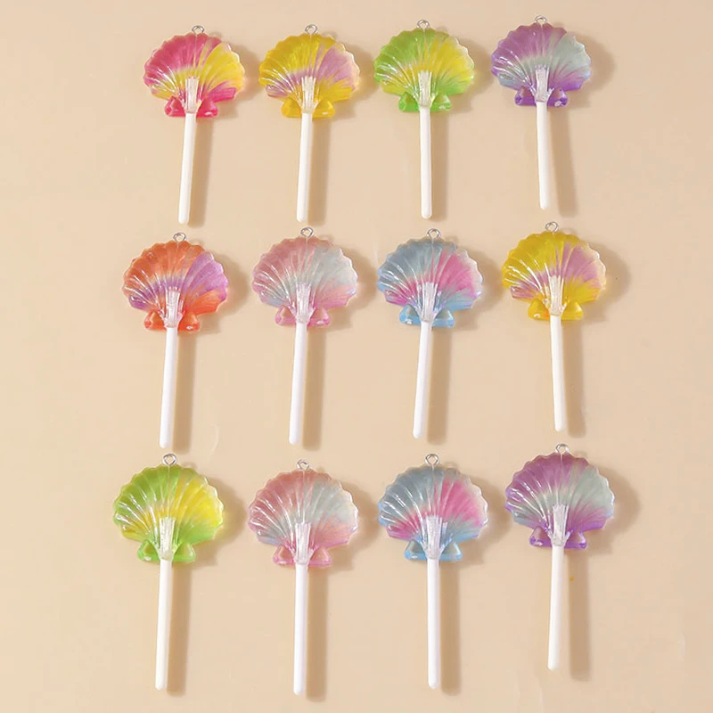 Leslie 10 Stück süße Süßigkeiten-Lutscher-Charms für baumelnde Ohrringe, Kawaii-Harz, Süßigkeiten-Lutscher-Anhänger, Schmuckherstellung, Zubehör – Detail 19