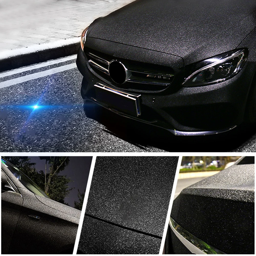 SPTwj Folie voor auto-interieur, glitter, zwart, 30 x 300 cm, zelfklevende autofolie van vinyl, doe-het-zelf, glitterfolie, beschermende folie, binnendecoratie, plakfolie, beschermfolie voor auto, motorfiets, fiets
