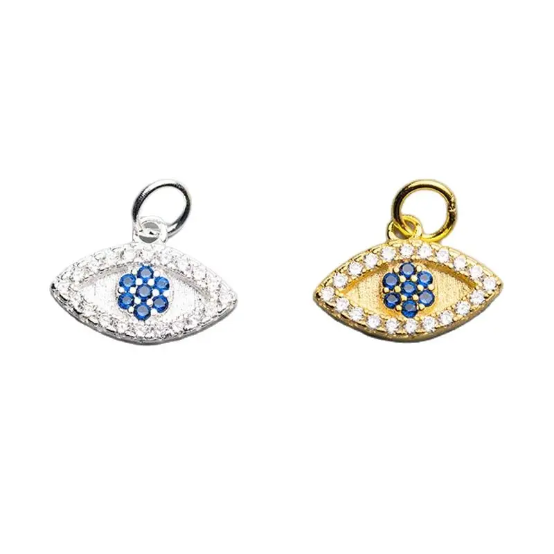 1pc/Lot 925 Sterling Silver Blue Zircon Devil Eyes Charms 11x8x2mm Earring Necklace Bracelets Pendants DIY Jewelry Accessories view 6