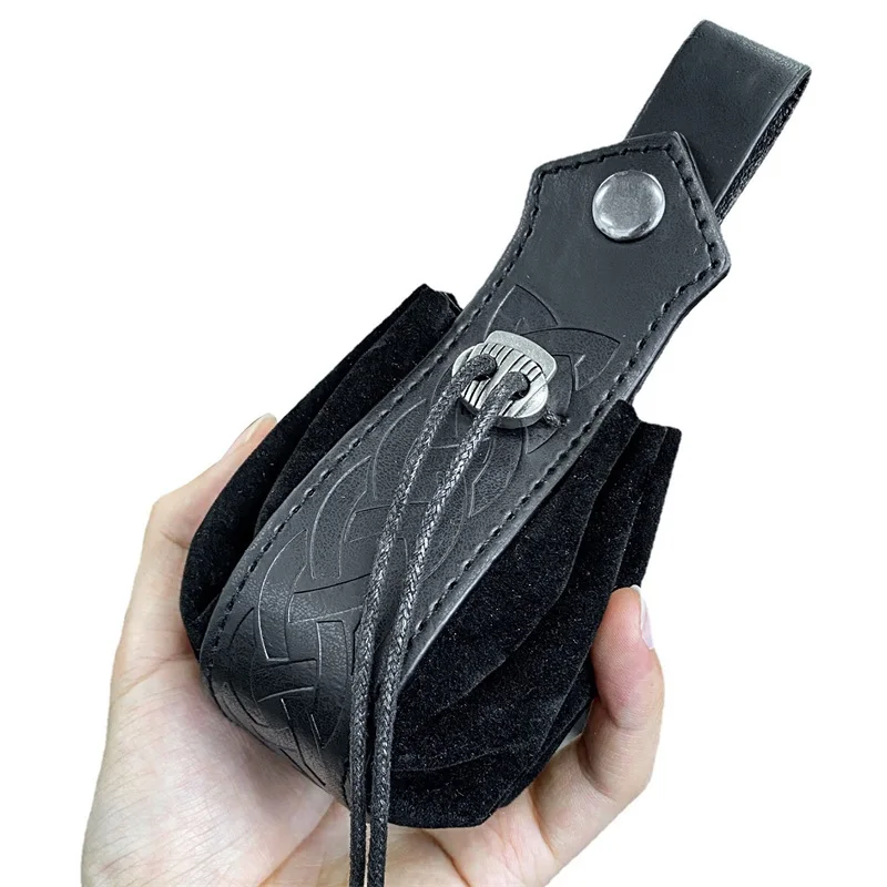 

Цельный пакет для хранения игральных костей, средневековая винтажная сумка для денег, аксессуар для настольной игры, костюм для мужчин и женщин, кожаная сумка викингов на шнурке