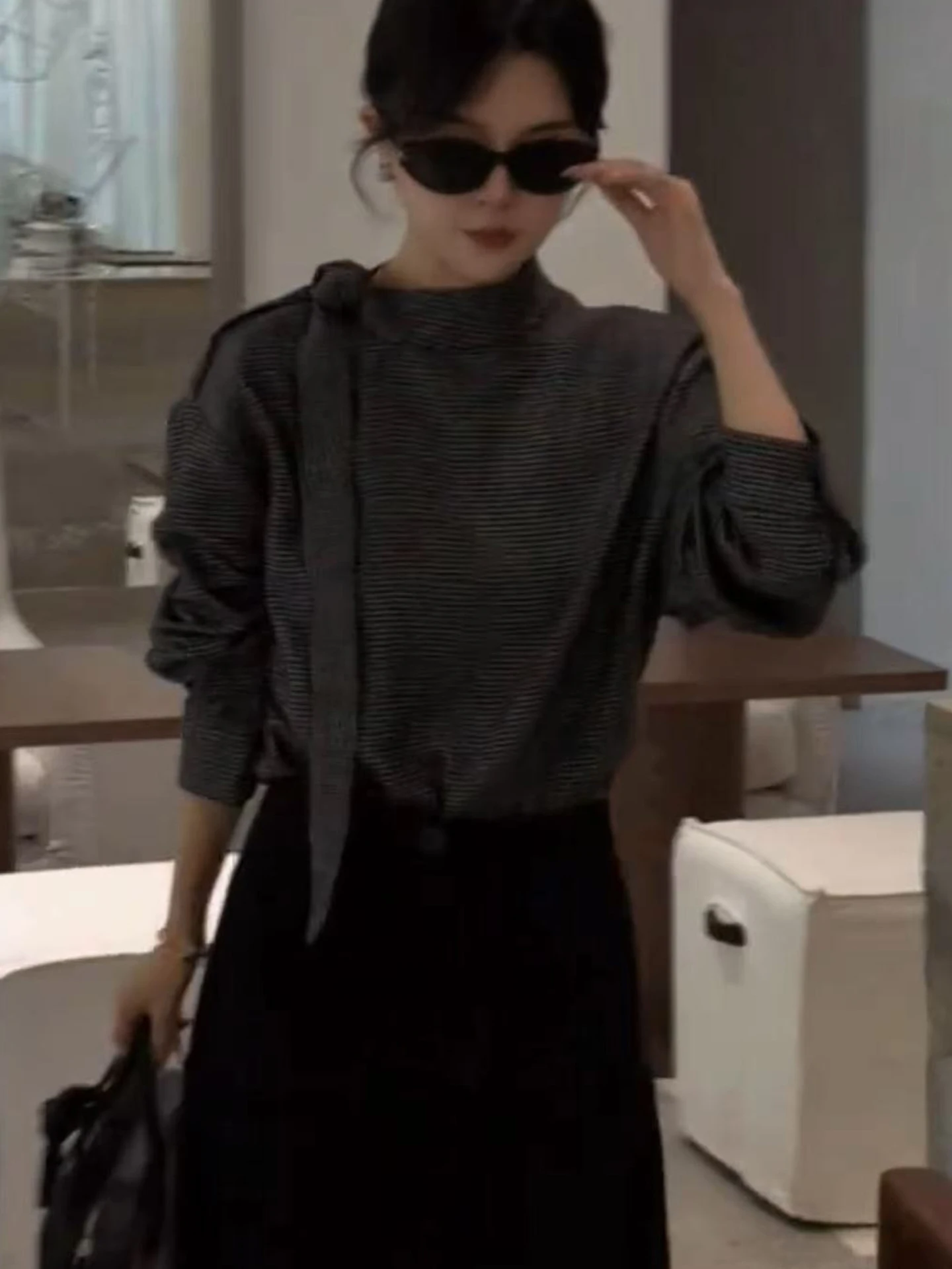 

Ele Long Sve irt with Sa Commuter Sle Women's Premium Faion Top Slimming Design Autumn Collection New Arrival