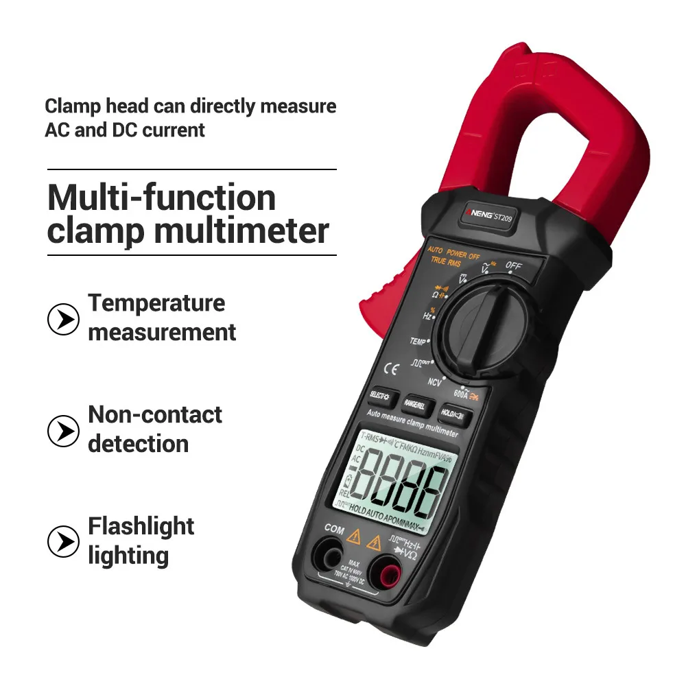 ANENG ST209 Digital Multimeter Clamp Meter 6000 Counts True RMS Amp DC/AC Current Clamp Tester Meters Voltmeter Auto Ranging