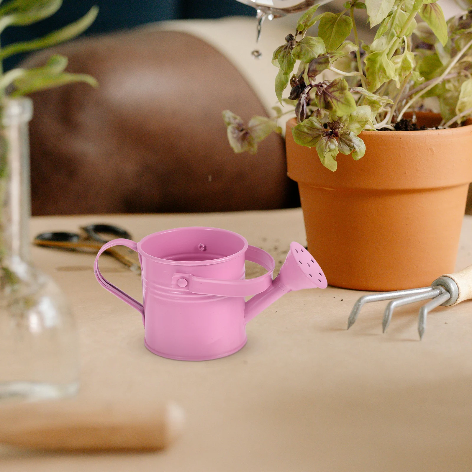 

Mini Watering Can Flowerpot Compact Multifunctional for Succulents Indoor Plants Decor Galvanized Tin Sprayer Small Space Long