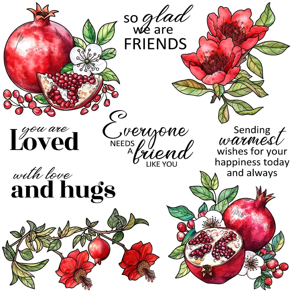 Mangocraft Sweet Pomegranate Fruits Clear Stamp Harvest DIY Scrapbooking Supplies Silicone Stamps For Card Making Albums Decor