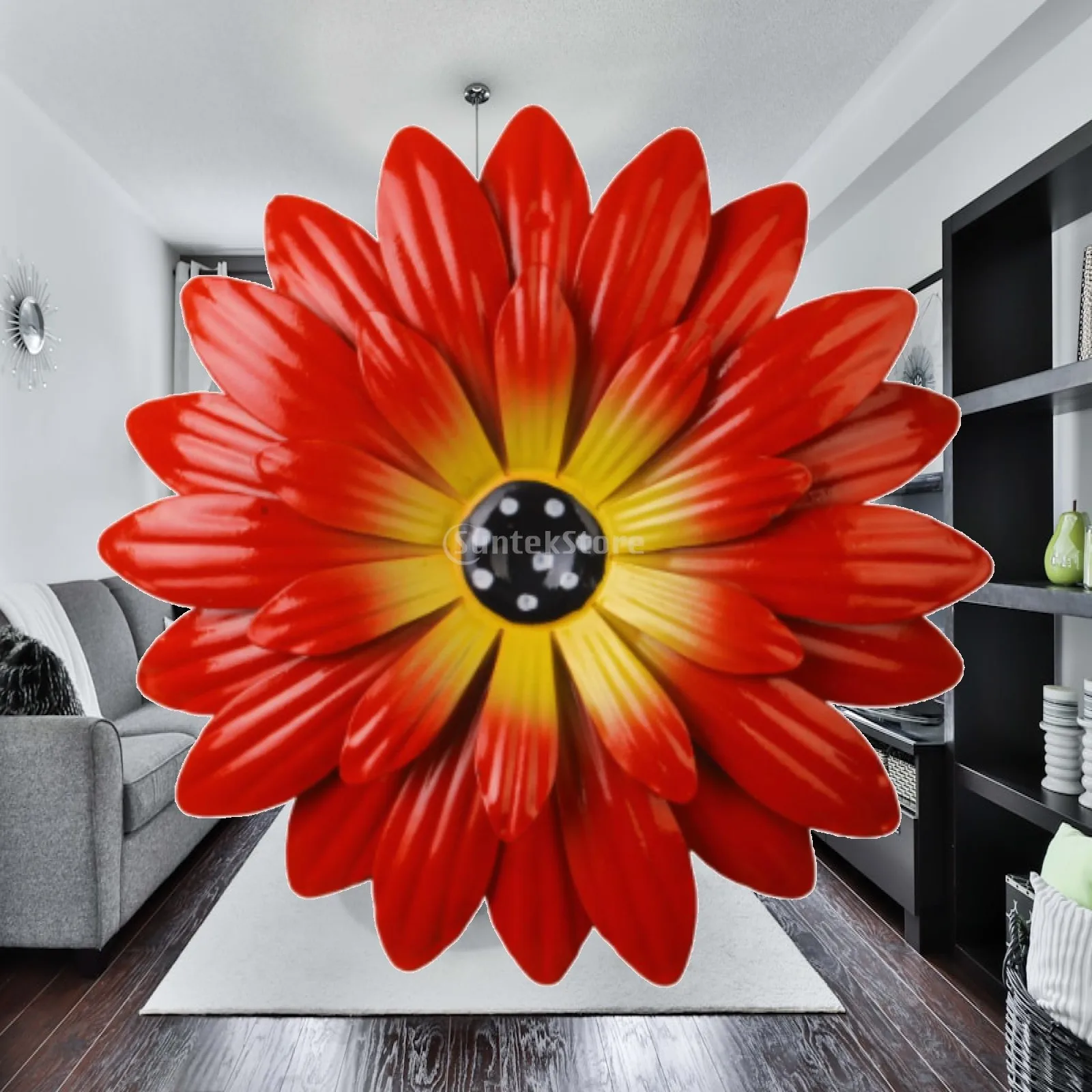 Iron Flower Metal Hanging Wall Sculpture Art Home Decoration for Apartment Garden and Cozy Room