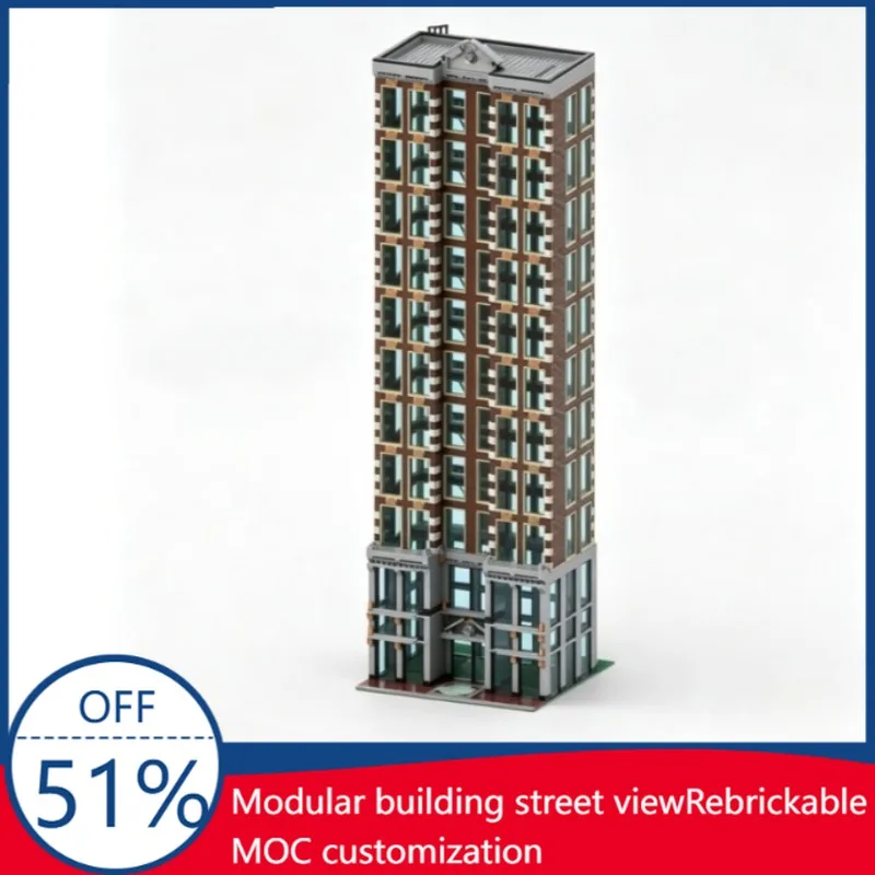2293Pcs Hotel Skyscraper Custom Building Blocks Modern Urban Hotel Building Model Educational Assembly Toy Collectors Xmas Gift