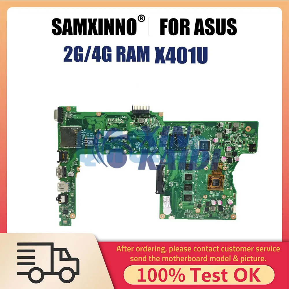 Notebook Mainboard For Asus X401 X401U X501 X501U Laptop Motherboard With C60  CPU 2G 4G-RAM Systemboard