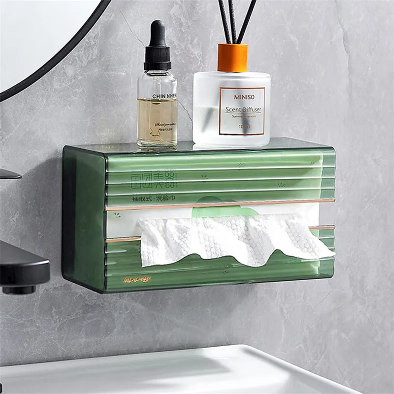 

Paper Towel Box Wall Mounted Perforated Free Toilet Living Room Toilet Rack Paper Drawer Washcloth Storage Box