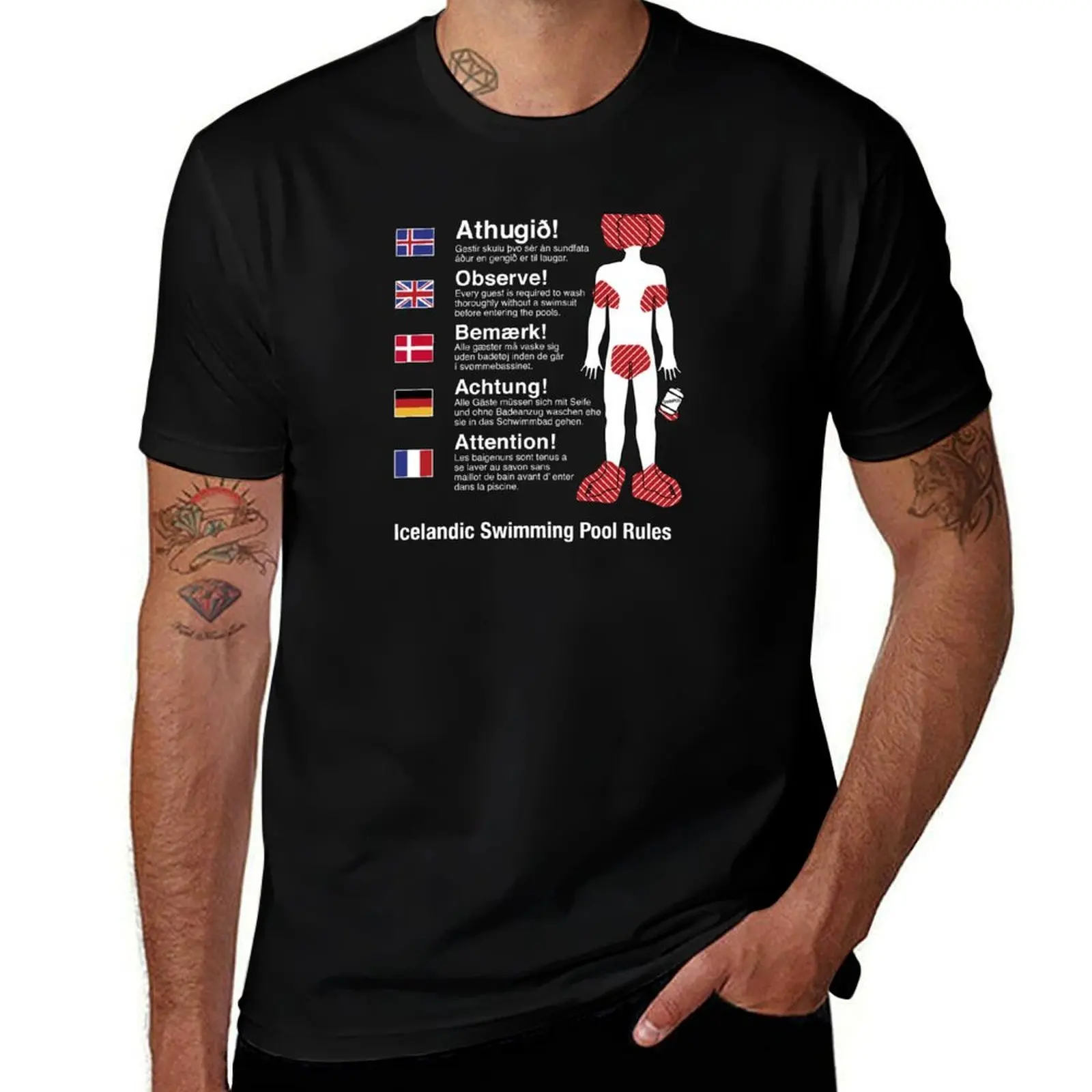Iceland Swimming Pool Rules T-Shirt Simple Print Design T-Shirt