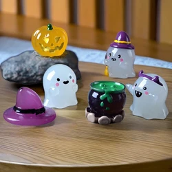 6pcs Mini Halloween Party Decor Ghost Witch Pumpkin Luminous Ornament Glow In Dark Table Garden Ornaments Parties Supply