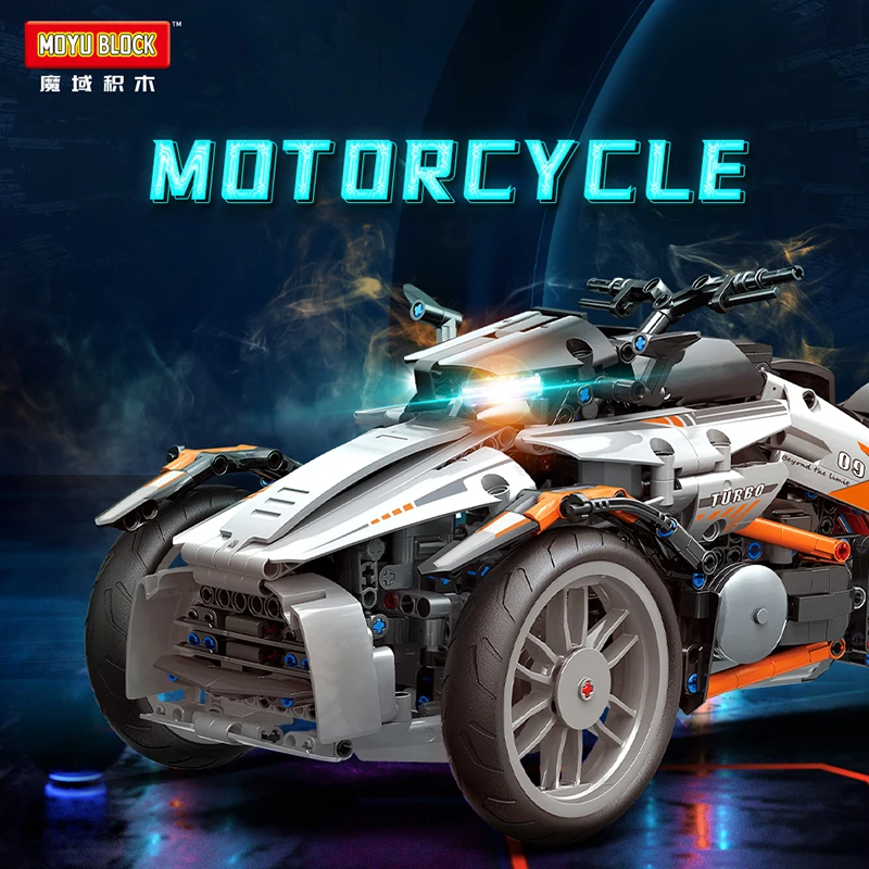 Nový kreativní znalec high-tech super rychlost sportovní závodní motocykl 1228pc moc cihla high-tech modelka budova blok hoch hračka