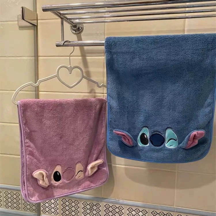 

Disney Anime Coral Plush Towels Cute Cartoon Embroidery Stitch Quick Drying Water Absorbent Face Wash Towels Holiday Gifts