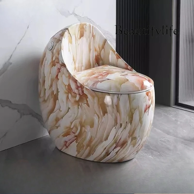 

High-end small apartment toilet pumping siphon type toilet household colored chicken egg type, personalized creativity