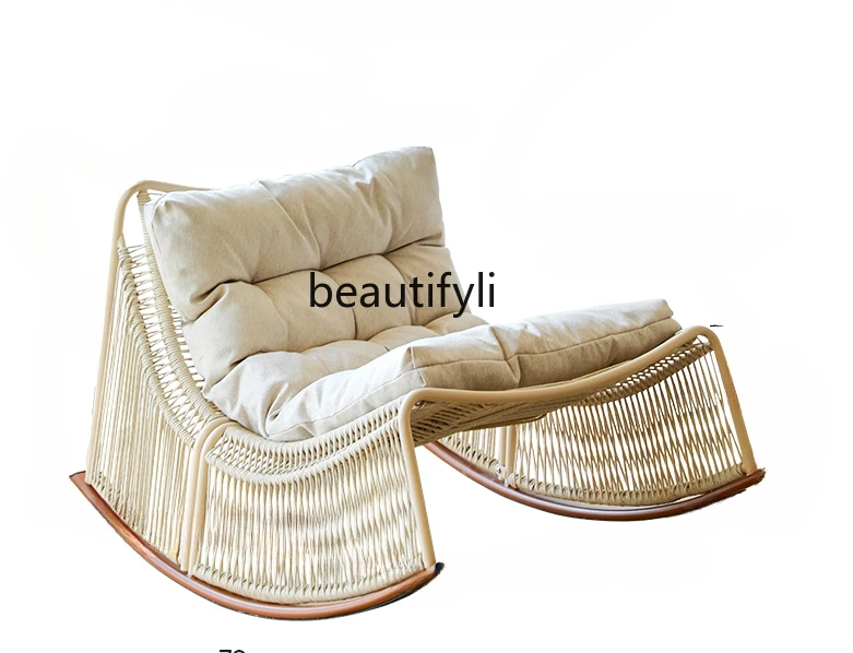 Adult Recliner Home Balcony Leisure Snap Chair Cream Style Lazy Sofa Garden Outdoor Rocking Chair