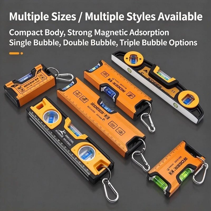 High Precision Mini Magnetic Level Multifunctional Aluminum Spirit Level Ruler Strong Magnet Pocket Leveling Tool for Woodwork