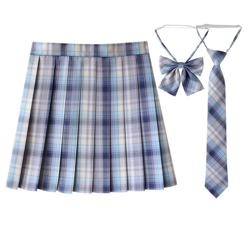 Nouvelle Jupe plissée pour femmes Mini jupes école japonaise taille haute Kawaii mignon gris Jupe à carreaux uniforme Harajuku Jupe