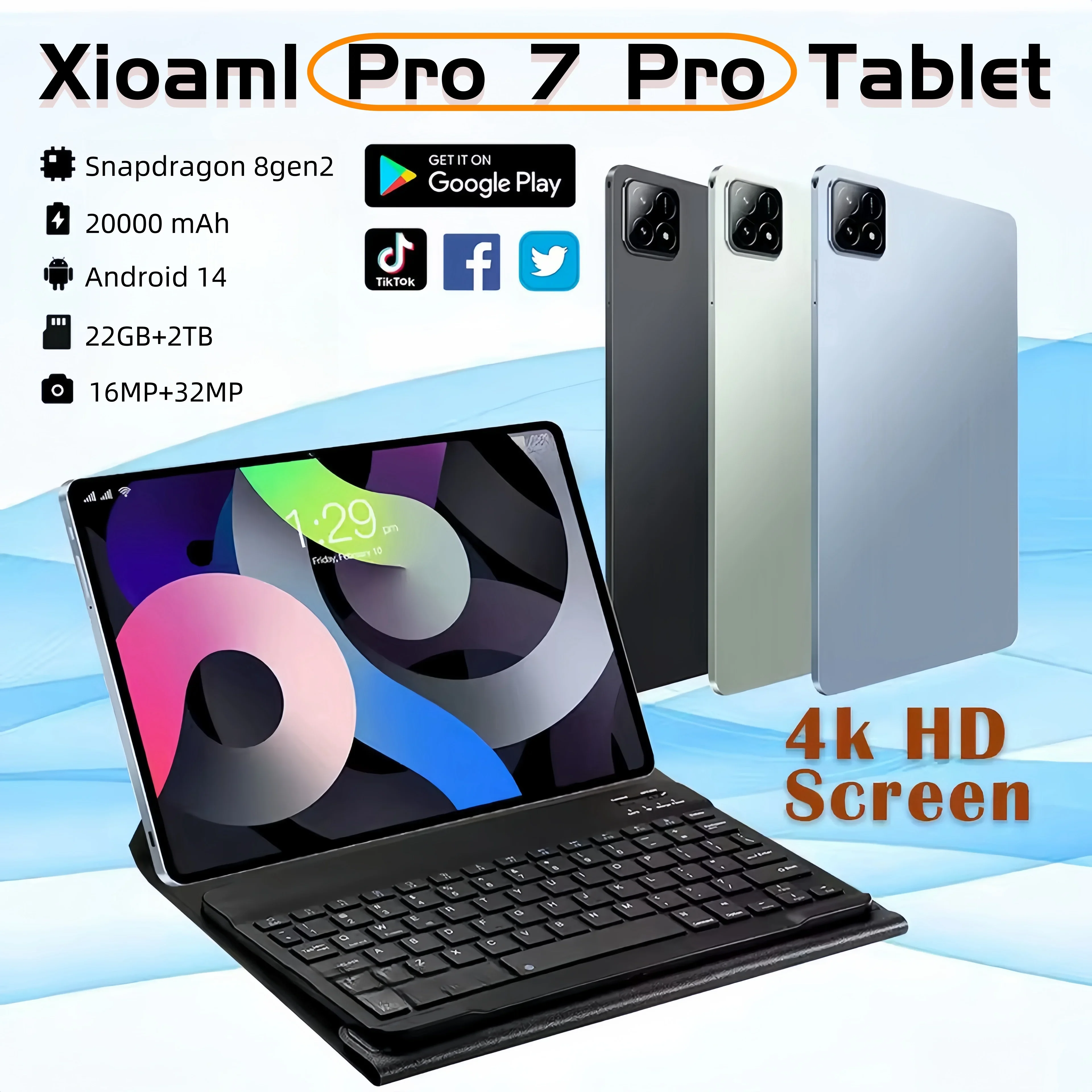 

Global Version Original Xioami Pad 7 Pro Tablet 11inch HD 4K Android 14 22GB+2T 20000mAh 5G Dual SIM Bluetooth WiFi GPS Tablet