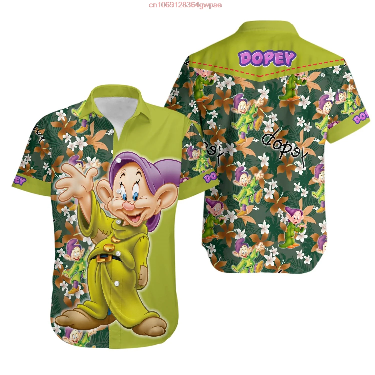 Disney Dopey Dwarf Hawaiian Shirt Men Women Short Sleeve Beach Shirt Disney Hawaiian Shirt Fashion Casual Shirt Top