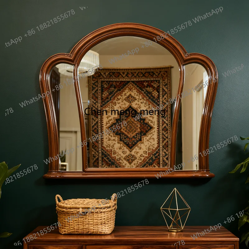 

French Retro Vanity Table Three-Sided Home Bathroom Mirror Wall-Mounted American Style Table Mirror