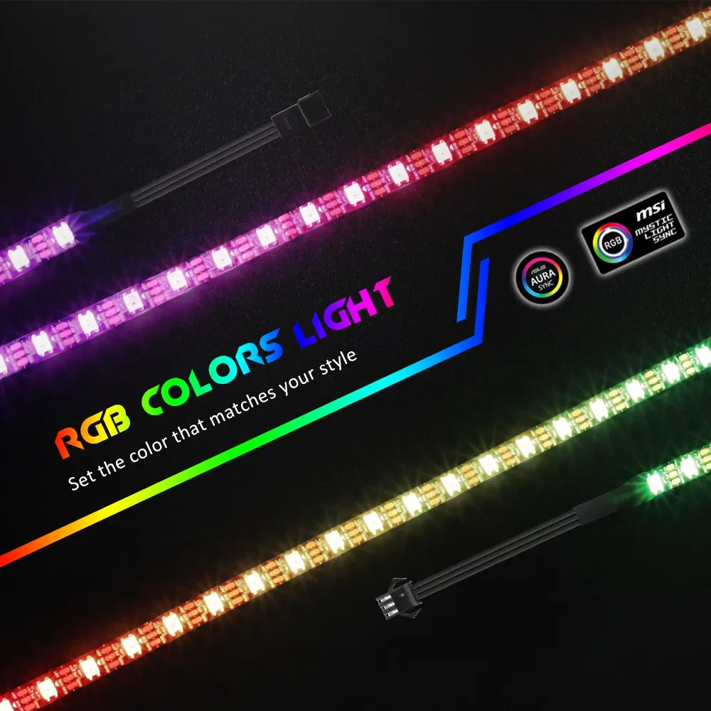 Addressable Rainbow PC Digital WS2812b Led Strip Light For 5V 3 Pin ARGB Header PC Case Asus MSI Aura Sync Gamer Decoration Lamp