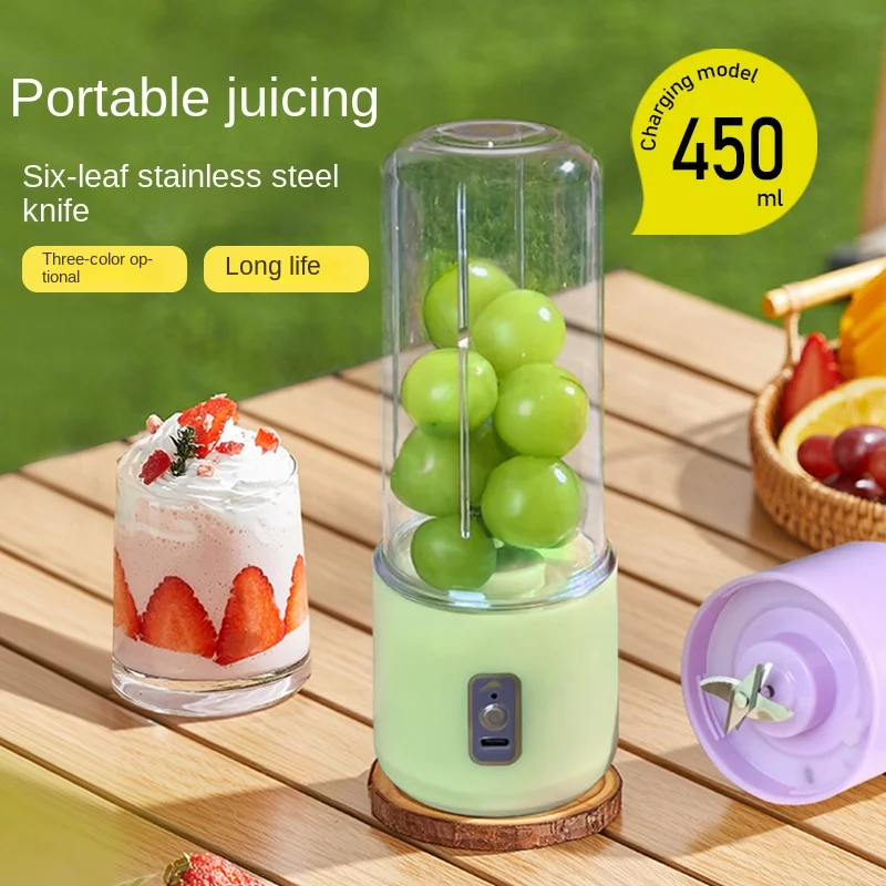 

10 blades 450ML Portable Fruit Juice Blenders Summer Electric Mini Bottle Home USB 6 Blades Juicer Cup Machine