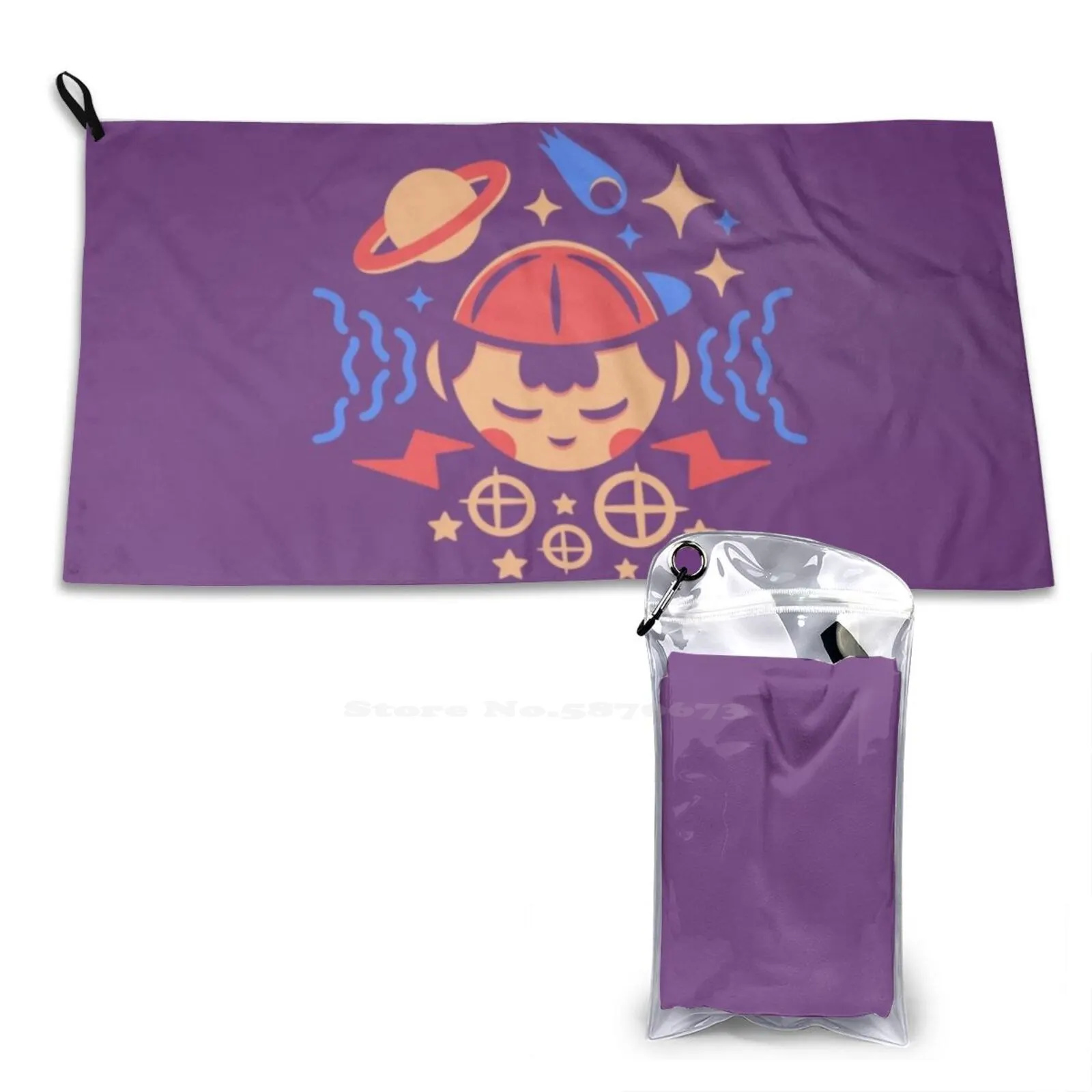 Psi Power Quick Dry Soft Face Towel Home Outdoor Ness Psi Psychic Mother Earthbound Snes Mr Saturn Pk Fire