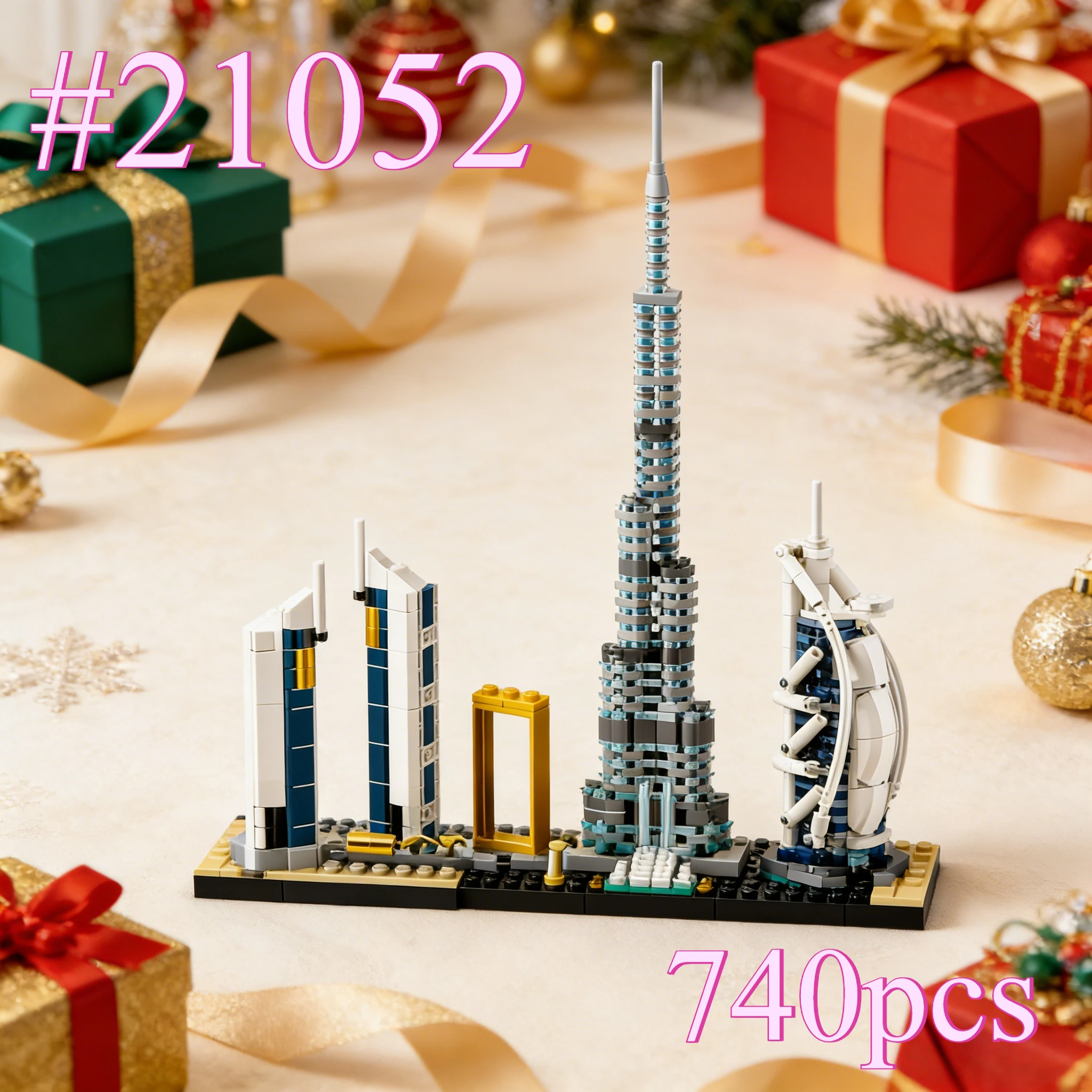 Dubai Landmark Building Model 21052 Bouwstenen Sets Geschikt voor Kerstcadeaus Compatibel met Legoed Deeltjes, 740 stuks.