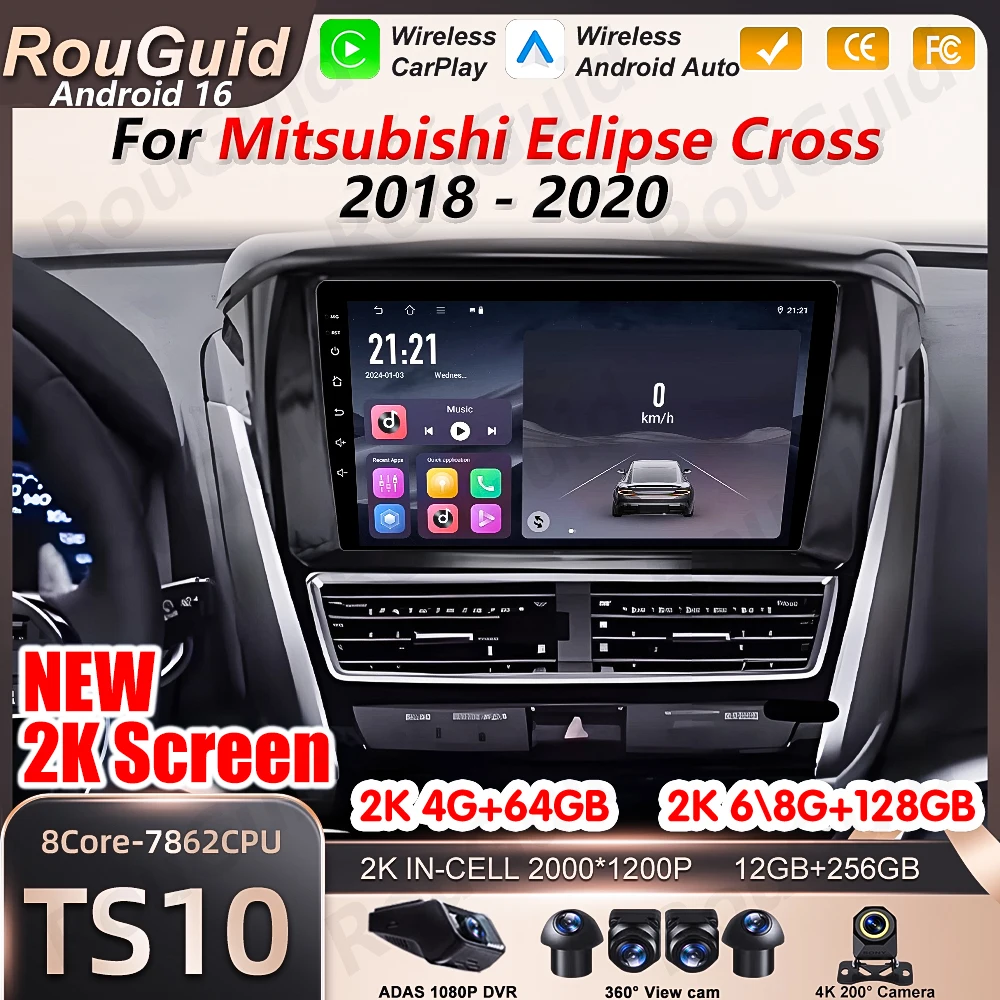 

Android 16 Auto Carplay Car Radio For Mitsubishi Eclipse Cross 2018 2019 2020 Multimedia Player Stereo 5G Wifi BT GPS Navigation