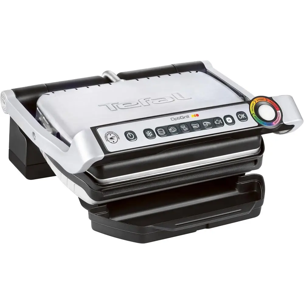 OptiGrill Kontaktgrill, 6 Progmes, Kochstandsanzeige, abnehmbare Platten, manuell, Elektrogrill, Edelstahl, GC705D16