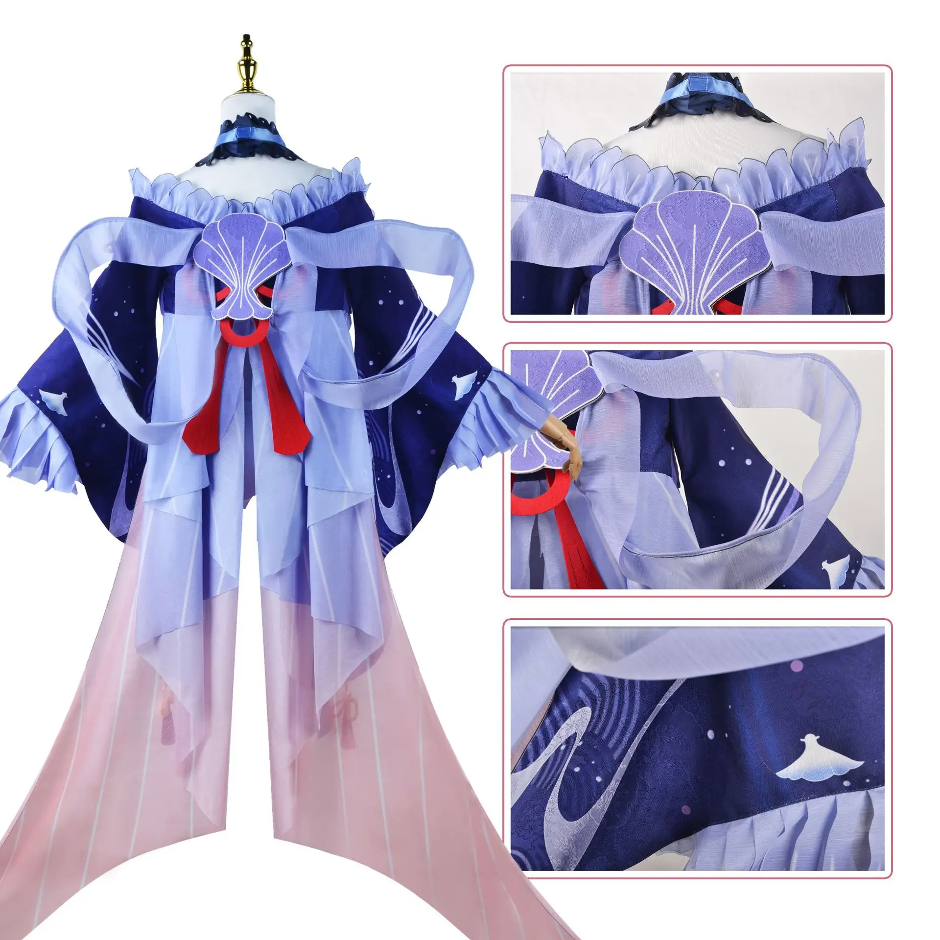 Costume de Cosplay de l'Animé Genshin Impact Sangonomiya Warriomi pour Homme et Femme, avec Perruque Inazuma, Robe Sexy Kawaii Imbibée