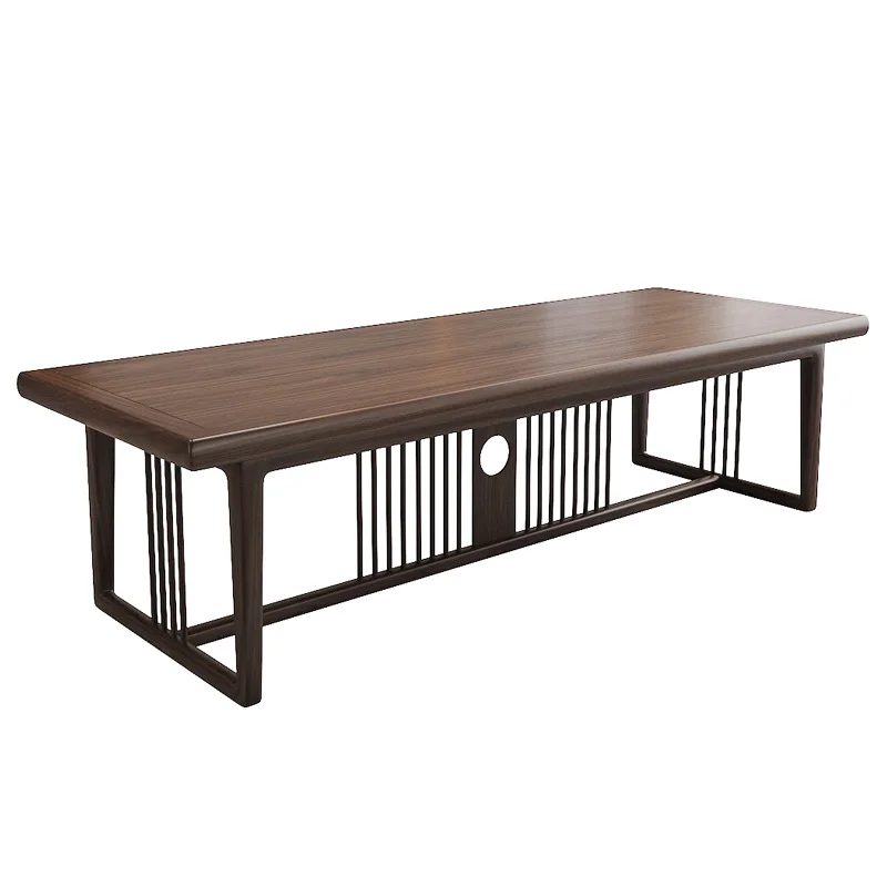 

New Chinese solid wood tea table full set of simple office tea table home living room Zen reception tea table and chair comb