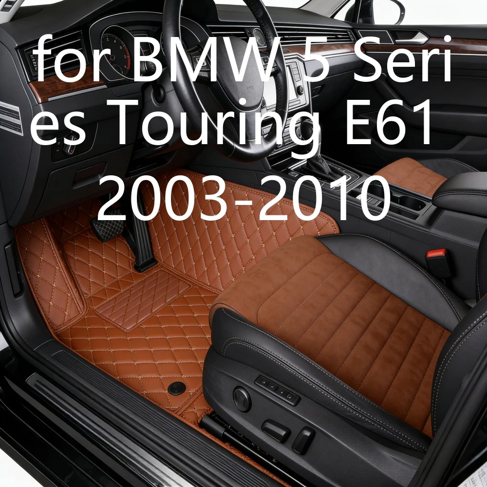 Premium Vollflächige Autofußmatten für BMW 5er Touring E61 2003-2010 5-Sitzer PU-Leder Wasserdicht Rutschfest Allwetterschutz Auto-Innenraum-Bodenschutz 9702