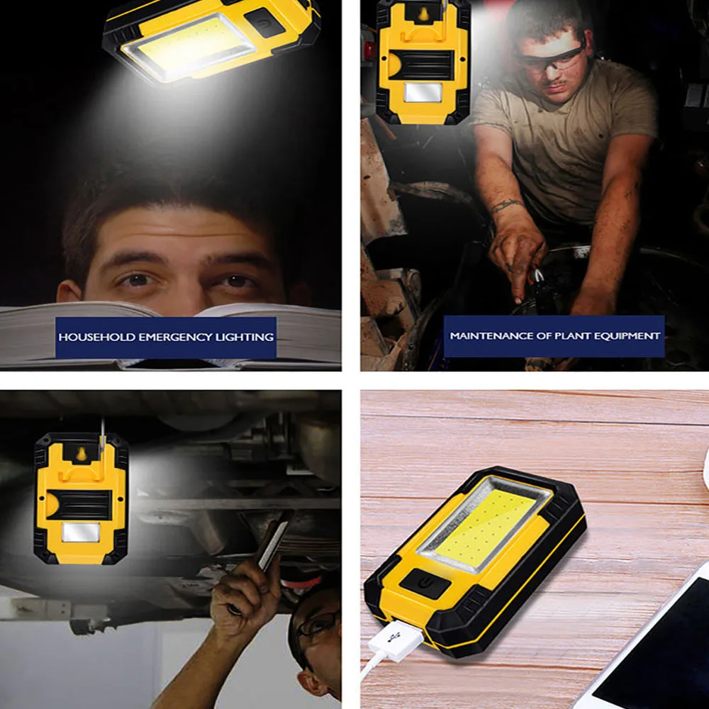 Y36 Portable LED Work Light USB C Rechargeable Flashlight With Hook and Magnetic Camping Fishing Car Repairing Emergency Lantern