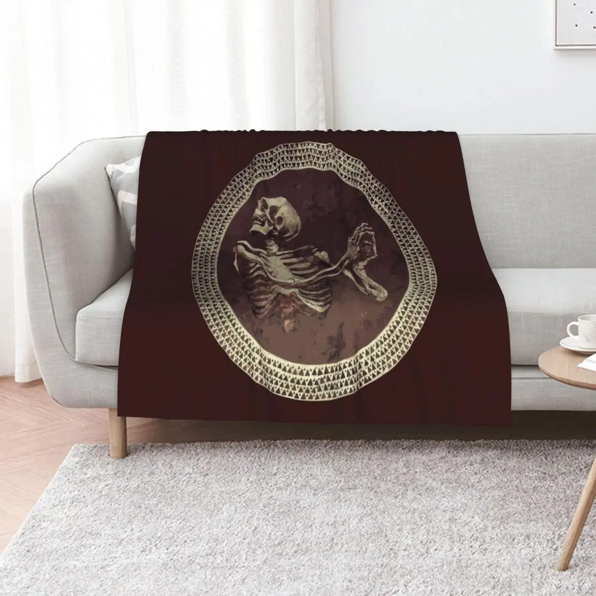 

Hannibal: Dancing Skull + Skeleton Mosaic Throw Blanket Nap Single Warm Flannel Fabric Blankets