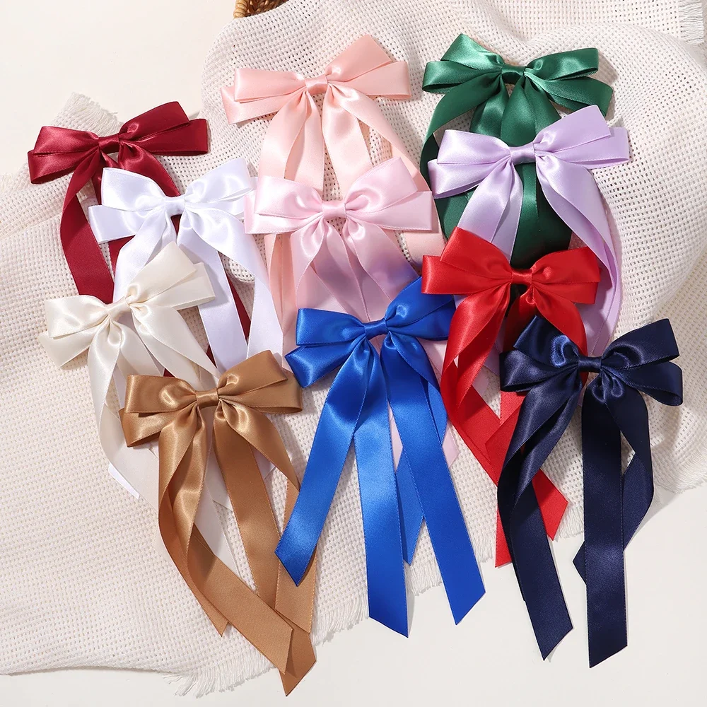 Wholesale 1Pcs/lot Ballet Style Girl Bow Long Ribbon Hair Clip Sweet Girl Half Tied Hair Headwear Style Fashion Hair Accessories