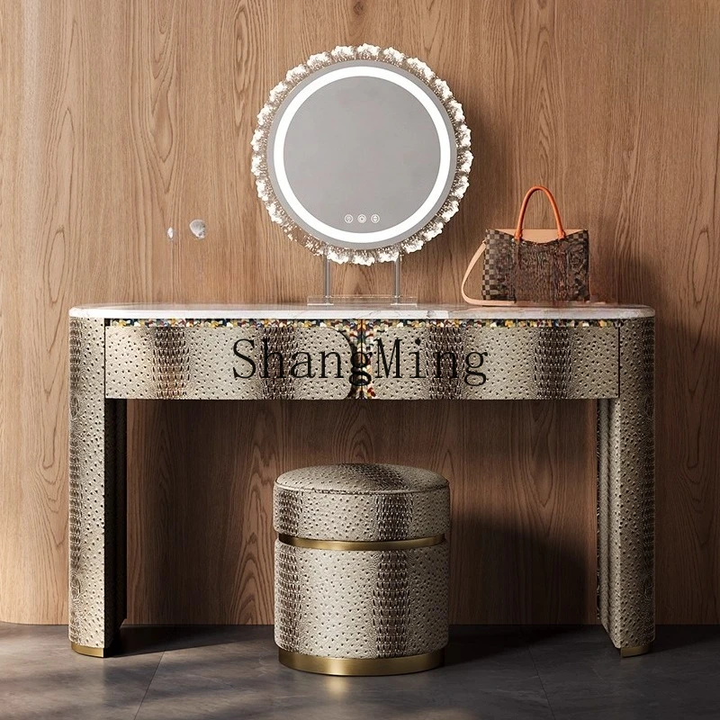 

ZYY light luxury makeup table villa high-end bedroom marble alligator leather dresser combination