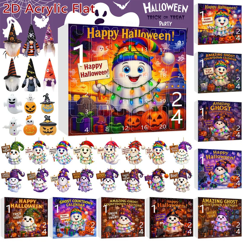 

24pcs/box Happy Halloween Ghost Pumpkin Decoration Blind Box Christmas Tree Costume Holiday Ornaments Trendy Toy Collectibles