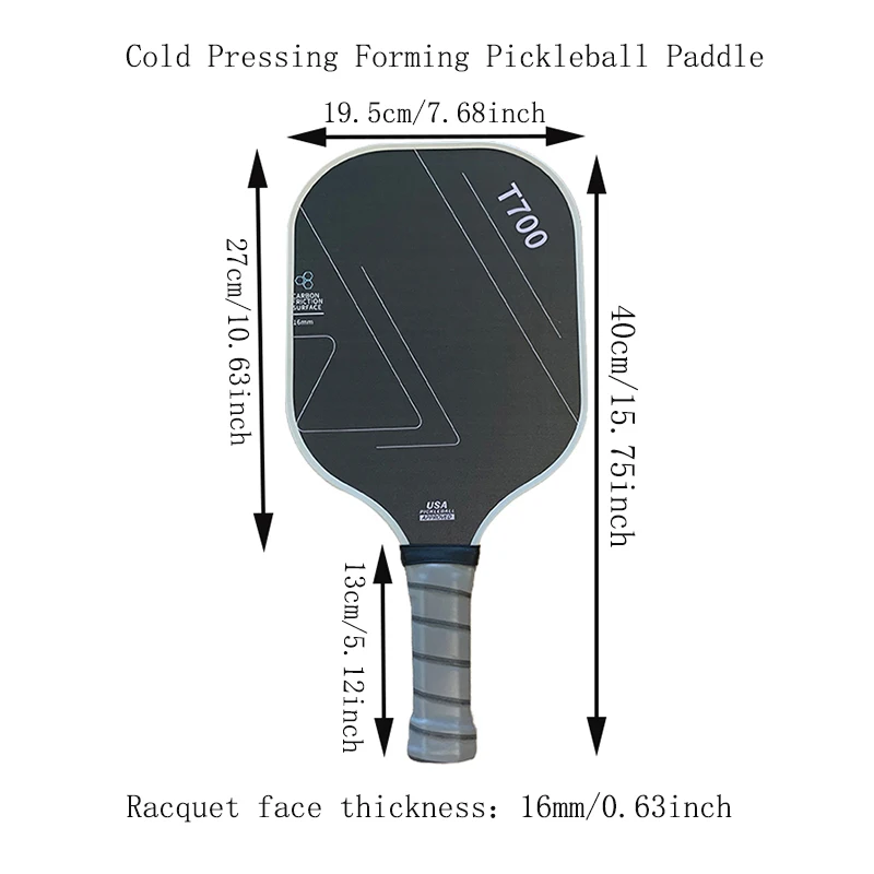 GojoyLiu New Lightweight Orange Black16MM Thickness T700 Carbon Fiber Pickleball Paddle Match & Training Special Racket