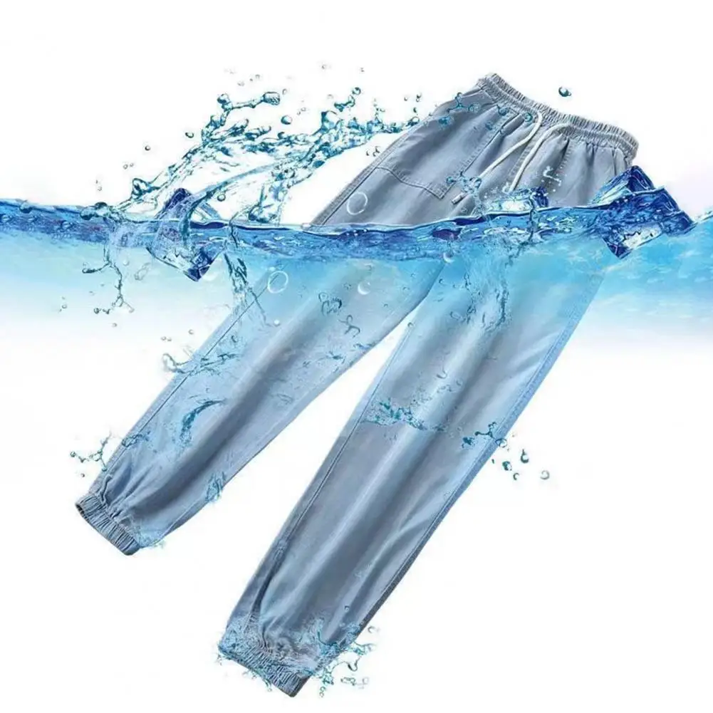 Pantalones de pierna ancha de gasa de seda de hielo para mujer, Pantalones rectos informales, sueltos, sección delgada, moda de verano