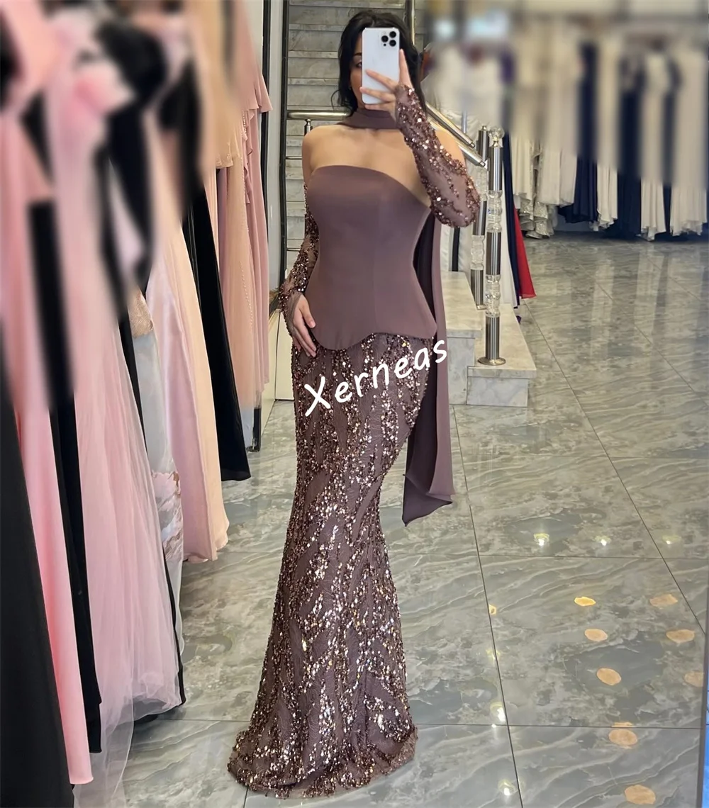 تخصيص جيرسي مطرزة حمالة حورية البحر الطابق طول مناسبة مخصصة المرأة فساتين السهرة الفاخرة أنيقة البريق #2