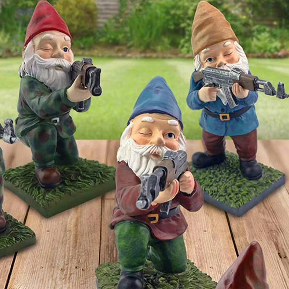 

Funny Army Gnome Garden Statue Resin Desktop Lawn Ornament for Outdoor Garden Decoration Wooden Monster Yard Sculpture Figurines