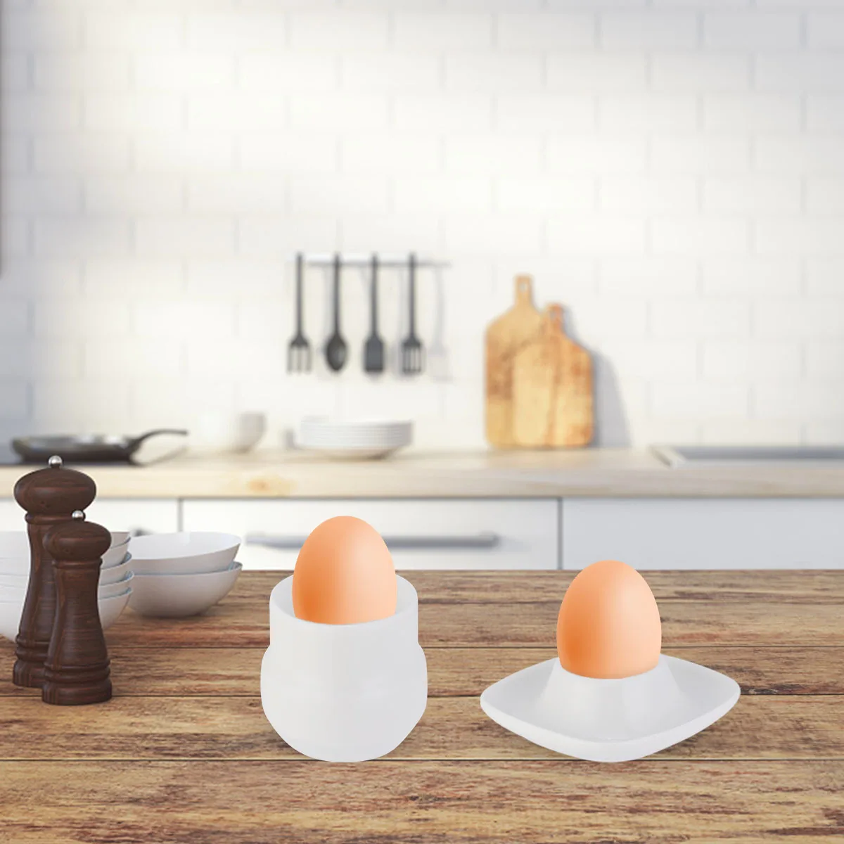 

2 Pcs Home Kitchen Tools Creative Ceramic Egg Holder Cup Breakfast Creatibe Tray Rack