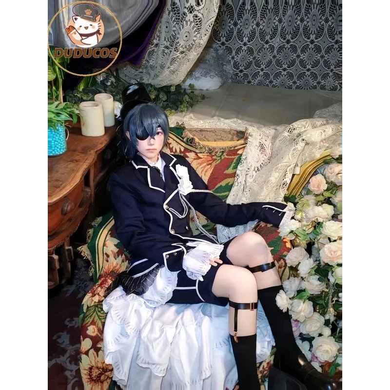 Ciel تأثيري لعبة الأسود بتلر Ciel Phantomhive Redbreast تأثيري حلي أنيمي حفلة لعب الأدوار وتتسابق فستان الهالوين موحدة