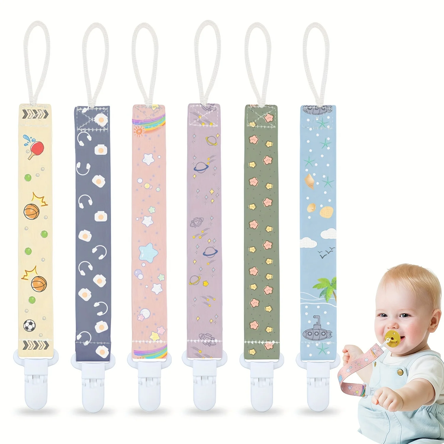 Baby Pacifier Holder with Leash – 1 Piece Anti-Loss Clip for Most Pacifiers, Teethers & Small Toys, Ideal Holiday Gift for Baby
