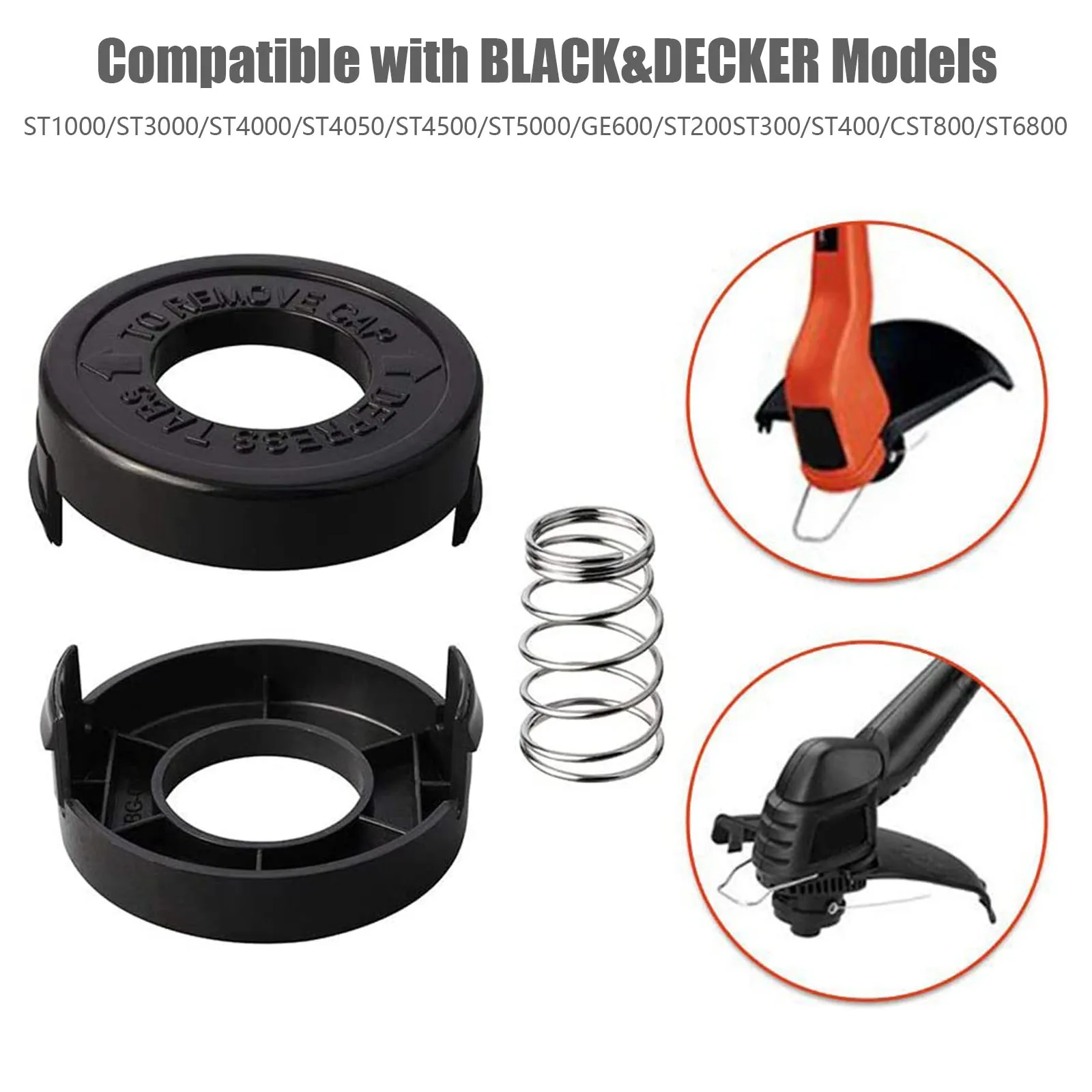 Spool Cap Cover 682378-02 For Black&Decker ST4500 For ST1000 ST4000 ST4500 Lawn Mower Kit Replacement With Spring