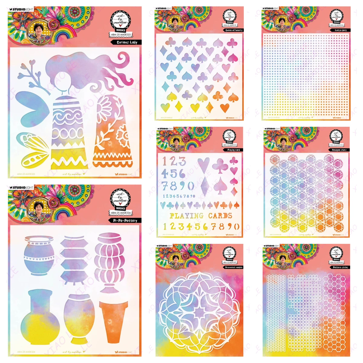 Valentine's Day Hearts Pattern Stripes Layering Stencils Painting Scrapbook Coloring Embossing Album Decorative Template