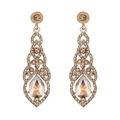 Fashion Crystal Chandelier Teardrop Diamond Studded Dangle Earrings White Gold Rose Gold Metal Earrings For Woman Jewelry Gift