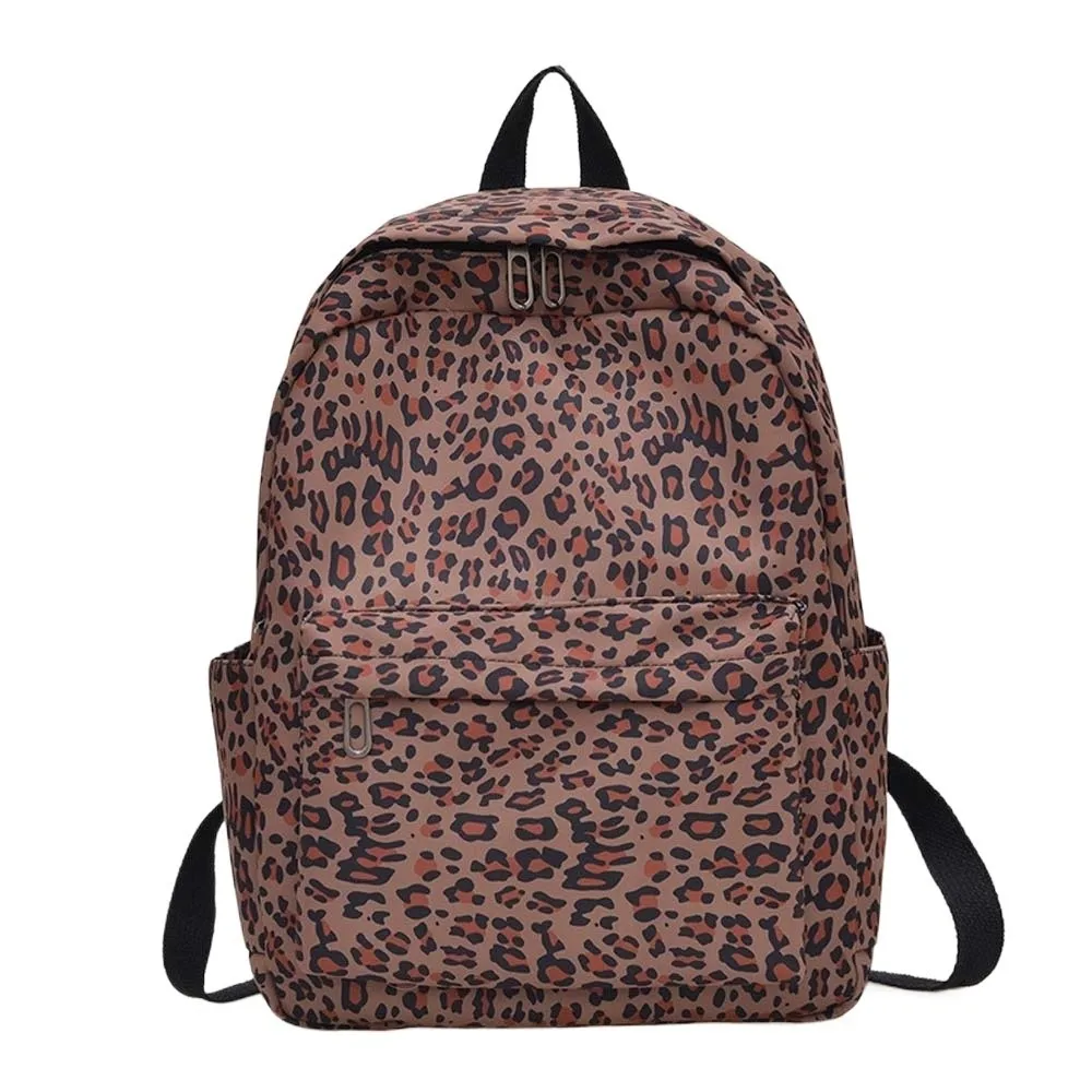 

Нейлоновый рюкзак с леопардовым принтом, ретро-рюкзак для студентов, школьная сумка с фиксированными ремнями, защита от царапин, вместительный рюкзак для женщин